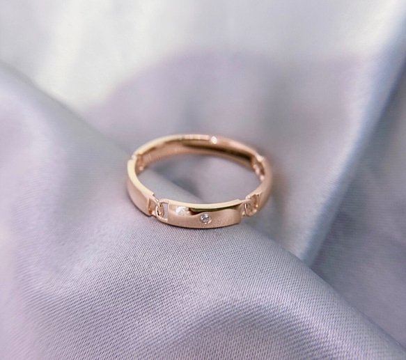 ダイヤモンドリング18kゴールドの結婚指輪2本価格日系小清風の日常着の対戒「一生一緒に」カップルの指輪を取る 18k 2枚目の画像