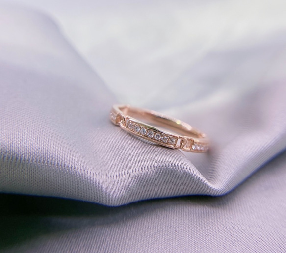 ダイヤモンドリング18kゴールドの結婚指輪2本価格日系小清風の日常着の対戒「一生一緒に」カップルの指輪を取る 18k 5枚目の画像