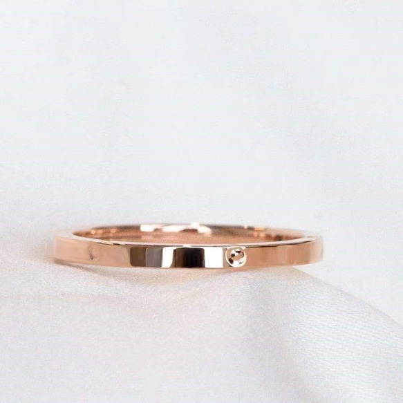 18Kゴールドローズゴールドゴールド光沢AU750リングシャイニーミニマリストリング指輪 3枚目の画像