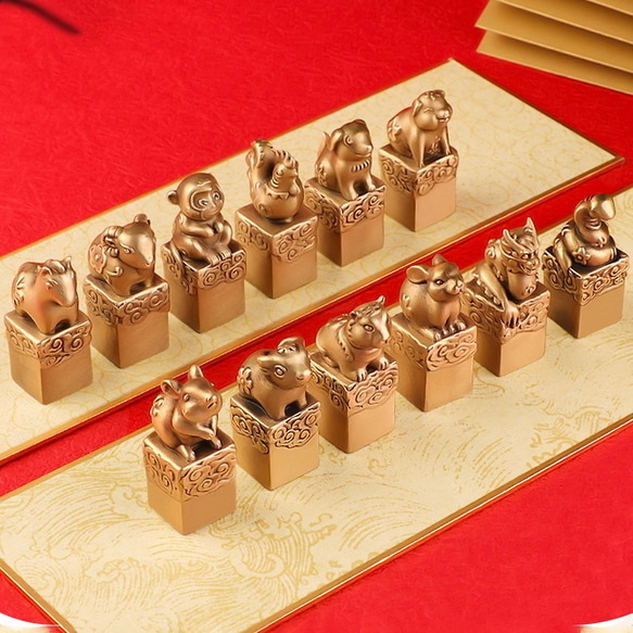 中国の干支シール真鍮シール書道シールシールプライベート名干支銅シールカスタマイズ書道と絵画シール 