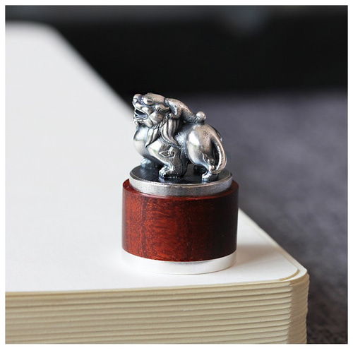 縁起の良い Pixixi純銀製シール書道碑文、名前、印章彫刻、中国風認印