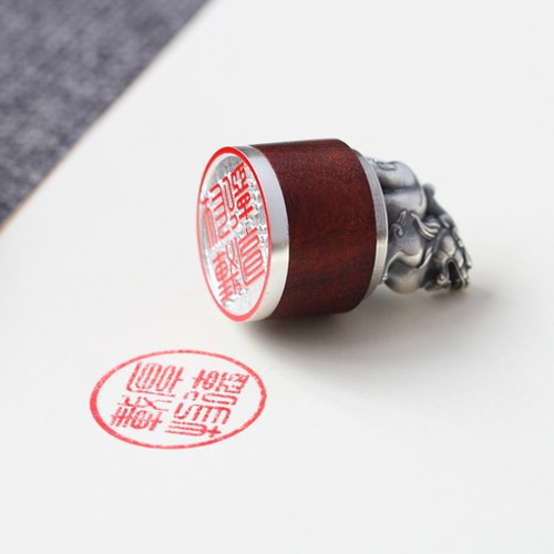 縁起の良い Pixixi純銀製シール書道碑文、名前、印章彫刻、中国風認印