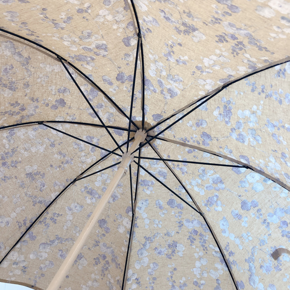 日傘　〜毎日持ちたい私だけの日傘〜　ボタニカル柄　ナチュラル系　綿麻　リネン　バンブー持ち手 3枚目の画像