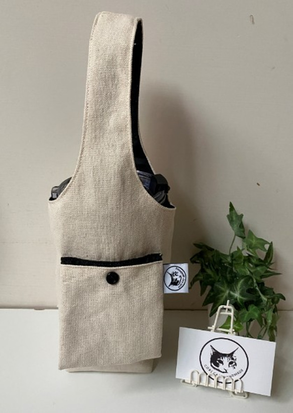 COBI Cat 手腕單杯飲料袋(獨特刺繡設計，可折疊為小包，輕巧不佔空間，裡袋黑色防水傘布不怕髒) 第2張的照片