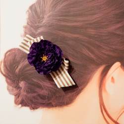 お花とリボンの2wayクリップ(紫） 2枚目の画像