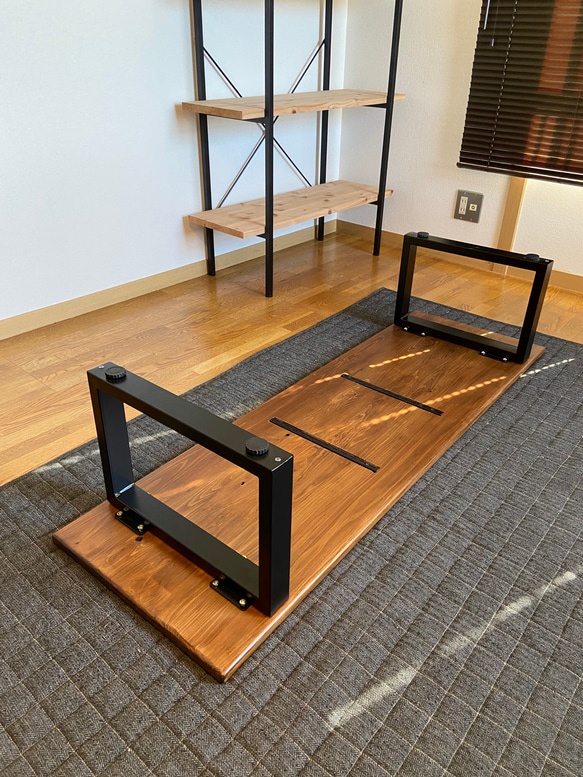 ローテーブル ロ型アイアン脚 ロングバージョン 1200×500×330mm 5枚目の画像