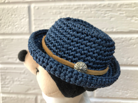 【何かとせいり。さま】 doll's hat ❀ネイビーブルーの 小さなハット 何かとせいり。さま】 doll´s hat ❀ネイビーブルーの 小さなハット