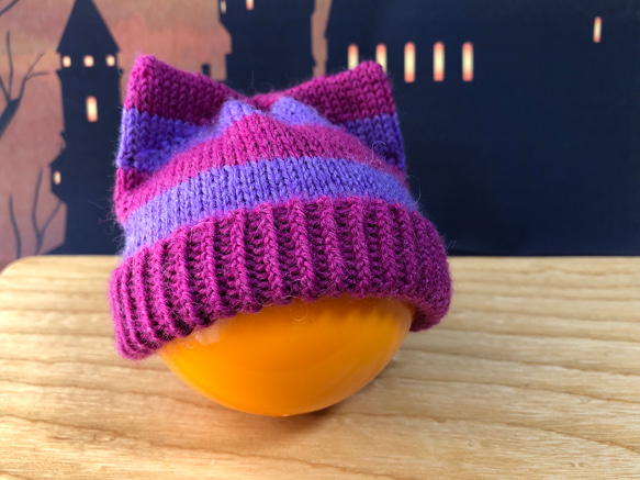 猫耳ニット帽 ハンドメイド【最終価格】 猫耳ニット帽 猫耳帽子 ハンドメイド編み物 y2k 安全ピン