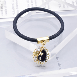 Mini Black Cat Star Stone Bijou Hair Elastic / Star Gold Zirconi 第1張的照片