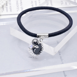 Little Black Cat Black Pearl Bijou Hair Elastic / Zirconia Stone 第1張的照片