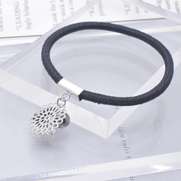 Little Black Cat Black Pearl Bijou Hair Elastic / Zirconia Stone 第2張的照片