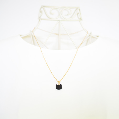 お値下げ♡素敵な猫ちゃん♡マラカイト♡ダイヤモンド♡ロングネックレス 妖怪猫又ネックレス | Lissita