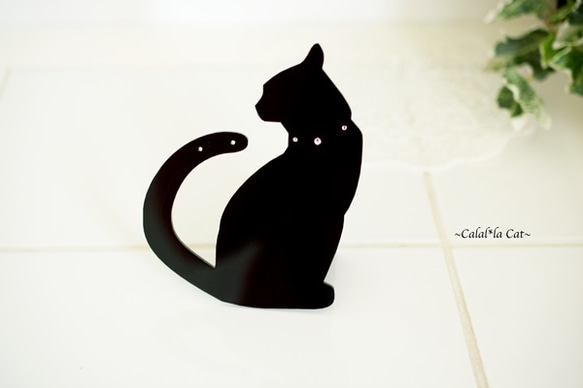 黒猫１のアクセサリー掛け ジュエリーセット（ピアス/ネックレス）イベント什器や、ジュエリーを飾ってプレゼントにもどうぞ♪ 5枚目の画像