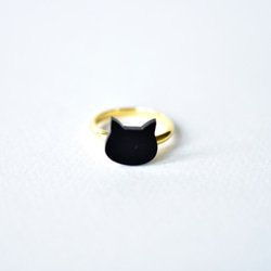 猫顔のゴールドジュエリーセット/ピアス or イヤリング/ ネックレス / 指輪 3枚目の画像