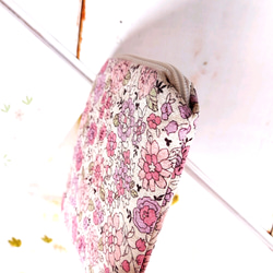 優しい花柄 L字ファスナーのミニポーチ サニタリーポーチ スマートキーケース*フラワー ピンク  wp 6枚目の画像