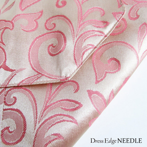 茶道具】少し大きめ数寄屋袋・クラッチバッグ(ピンクボタニカル柄) S