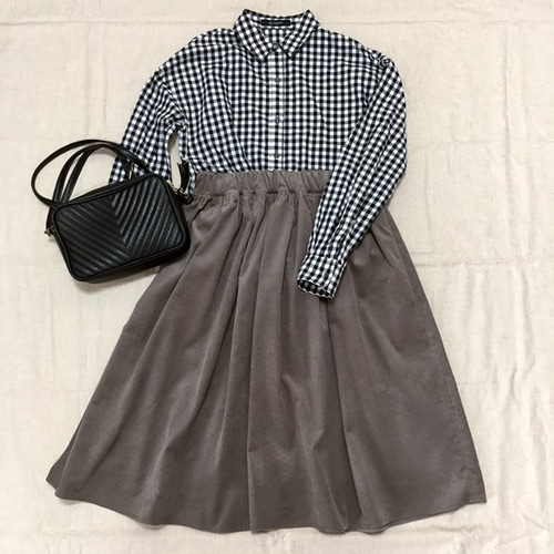 フレンチコーデュロイ（ミルクココア）ギャザースカート【受注製作