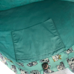 逗趣狗頭/日系厚棉包/手提袋藍綠色 第9張的照片