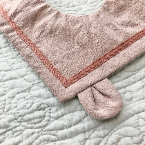 くま耳付セーラー風スタイ（ピンク）（防水） スタイ・よだれかけ