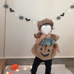 ⭐︎再販⭐︎10/25頃発送⭐︎くすみカラーのハロウィンカボチャベビー服 3枚目の画像