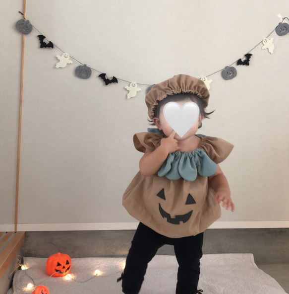 ⭐︎再販⭐︎10/25頃発送⭐︎くすみカラーのハロウィンカボチャベビー服 3枚目の画像