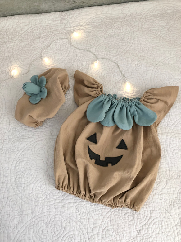 ⭐︎再販⭐︎10/25頃発送⭐︎くすみカラーのハロウィンカボチャベビー服 7枚目の画像