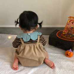 ⭐︎専用⭐︎10/25頃発送⭐︎くすみカラーのハロウィンカボチャベビー服とスタイと帽子 5枚目の画像