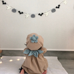 ⭐︎専用⭐︎くすみカラーのハロウィンカボチャベビー服と帽子 2枚目の画像