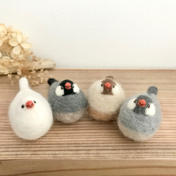 もっふり手乗り文鳥さん 羊毛フェルト〈受注制作〉 羊毛フェルト