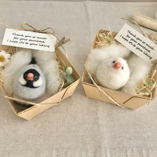 もっふり手乗り文鳥さん 羊毛フェルト〈受注制作〉 羊毛フェルト