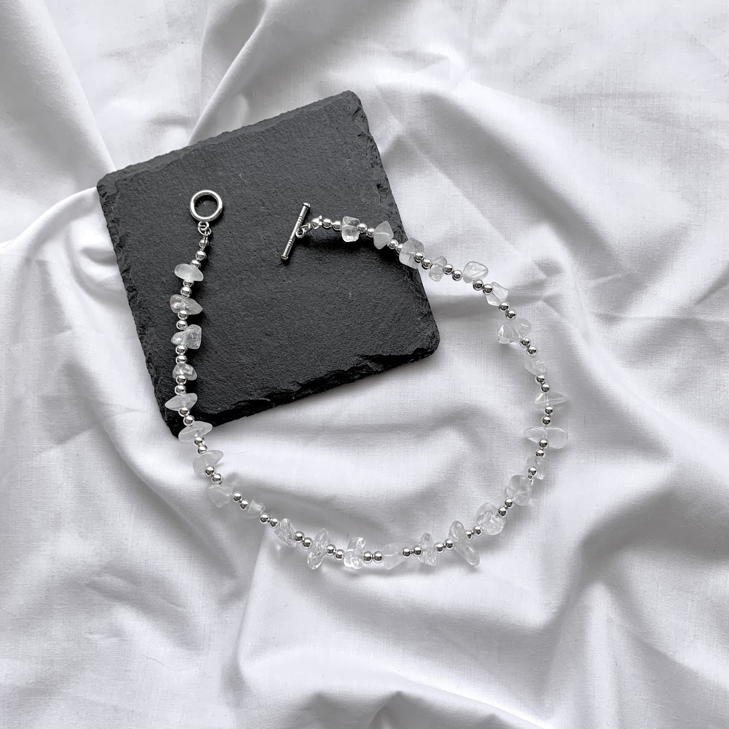 【飛雨／ひう】ブレスレットにもなる2WAYネックレス●天然石使用大ぶりクリアアクセサリー● 4,675円