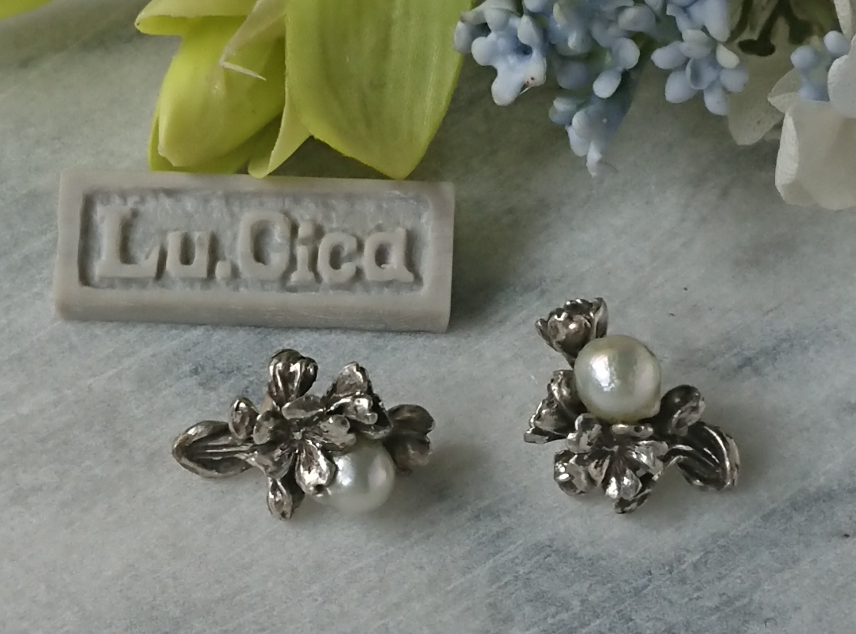 桜ハンドメイド2022 桜のsilverピアス 世界で１つだけ あこやバロック真珠