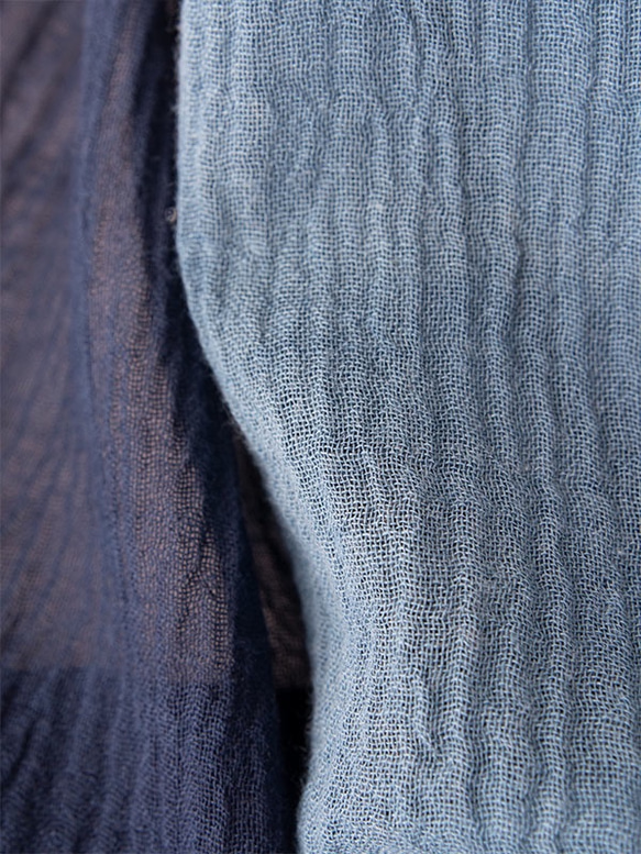 ガーゼ巾広ストール/藍染/綿100% 8枚目の画像