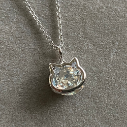 Swarovski 月夜の銀猫ネックレス 2枚目の画像