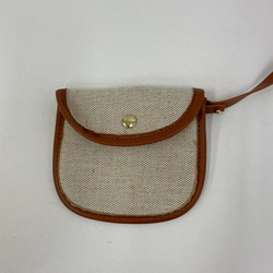 ミニポーチ付き綿麻レザーハンドバッグ 5枚目の画像