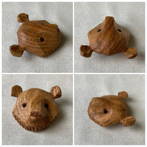木彫り熊 ブローチ バッジ 旅する熊吉 熊吉24号 ブローチ 熊吉屋