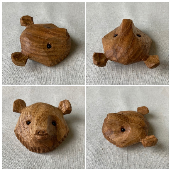 木彫り熊 ブローチ バッジ 旅する熊吉 熊吉24号 ブローチ 熊吉屋