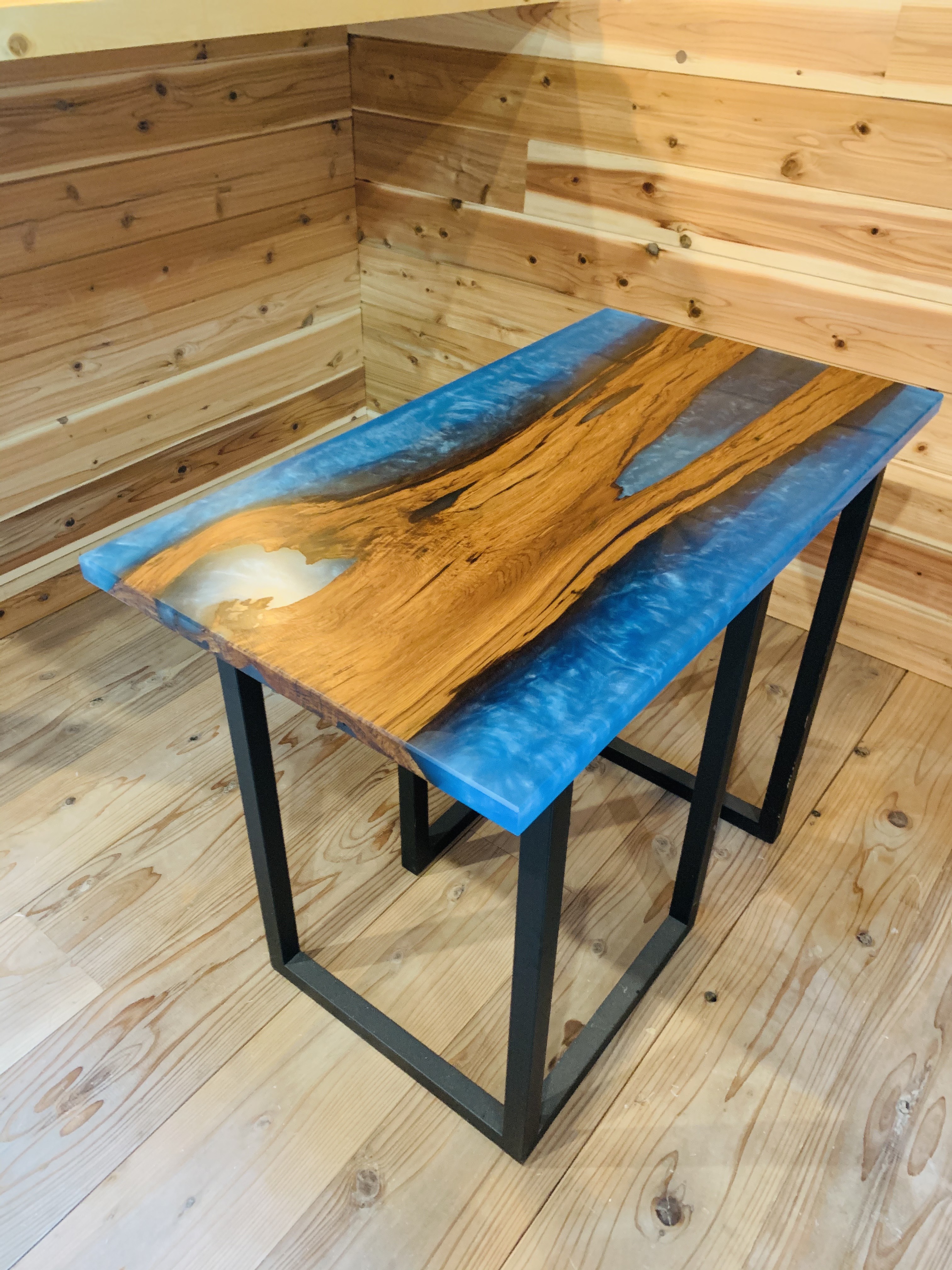 41％割引 ハンドメイド ウッドレジン サイドテーブル リバーテーブル 机 木 家具