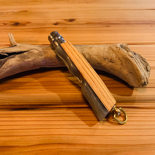 OPINEL#09ウッドレジンカスタムナイフ（真鍮Dカン付き） その他雑貨 K 