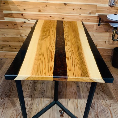 希少木材 如鱗杢目 杉 レジンテーブル 天然木 テーブル デスク