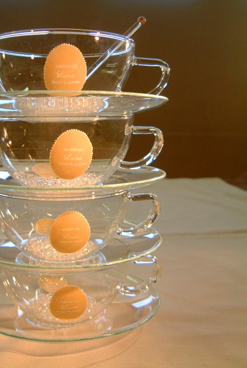 リュクス　ロゴ　ガラス　カップ＆ソーサー　フランス文字　フレンチシック 6,120円