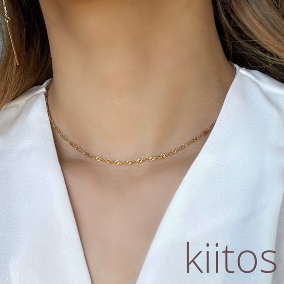 選べる豊富なサイズ✨金属アレルギー　316L サージカルステンレス　スクリューチェーン　ネックレス　つけっぱなし！OK♪ 3枚目の画像