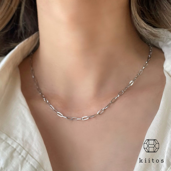 つけっぱなし！OK♪金属アレルギー 対応　316L サージカルステンレス　オーバルチェーン　ネックレス　ステンレス 3枚目の画像