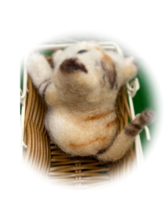 うちのコ　愛猫　羊毛フェルトねこ　スナネコ　籠の中のすなねこの赤ちゃん　ハンドメイドねこ　chimaねこ 6枚目の画像
