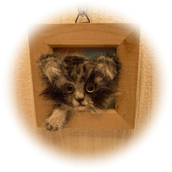 うちのコ　愛猫　羊毛フェルト猫　額の猫ちゃん　ハンドメイドねこ　メインクーンシルバータビーンテリア雑貨猫　chimaねこ 1枚目の画像