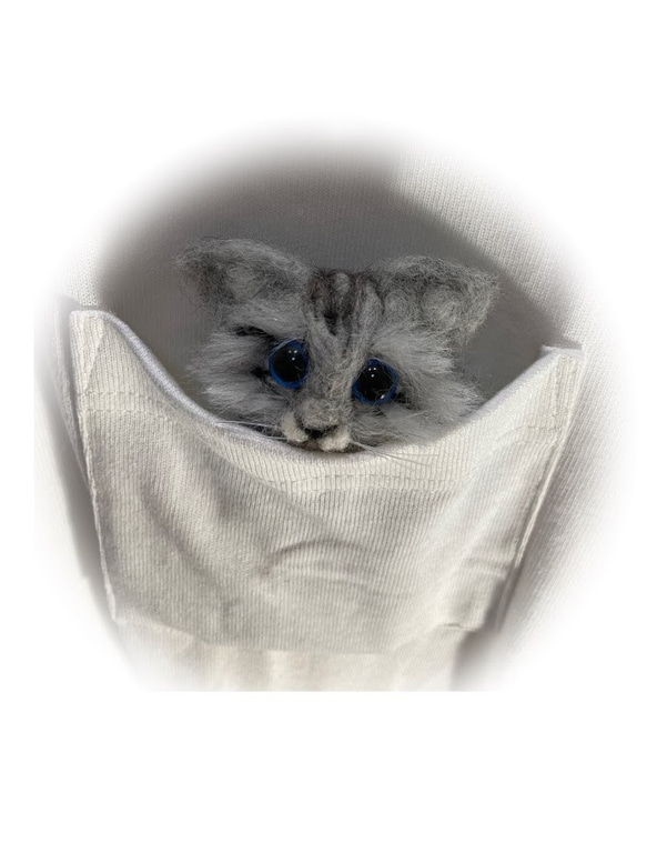 うちのコ　愛猫　羊毛フェルトねこブローチ　アメショーブローチ　　ハンドメイドねこブローチ　chimaねこ　ぬいぐるみねこ 3枚目の画像
