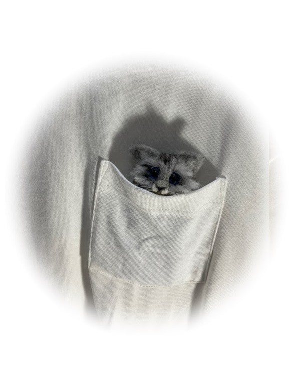 うちのコ　愛猫　羊毛フェルトねこブローチ　アメショーブローチ　　ハンドメイドねこブローチ　chimaねこ　ぬいぐるみねこ 5枚目の画像