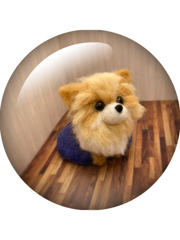 うちのコ　愛犬　羊毛フェルトいぬ　ドッグベッドシリーズ　ポメラニアンM　ハンドメイド犬　chimaいぬ 2枚目の画像