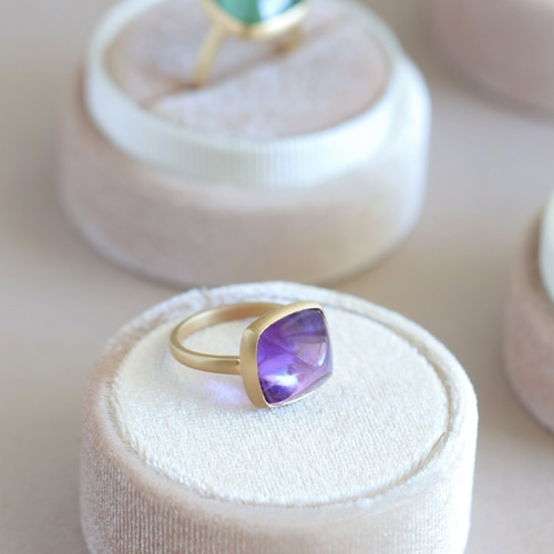 Sugar】K18 アメジスト シュガーローフカット ドロップのような天然石  