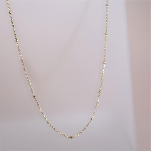 K18YGボールチェーン ネックレス 45cm フリーアジャスター ネックレス